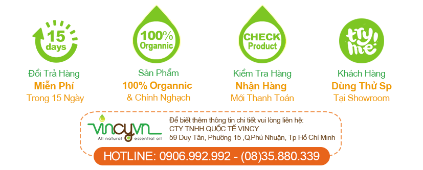 Thông tin cam kết tinh dầu vincy